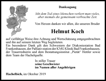 Traueranzeige von Helmut Koch von Thüringer Allgemeine