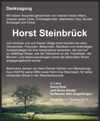 Traueranzeige von Horst Steinbrück von Thüringer Allgemeine, Thüringische Landeszeitung