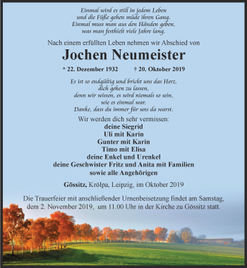 Traueranzeige von Jochen Neumeister