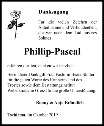 Traueranzeige von Phillip-Pascal 