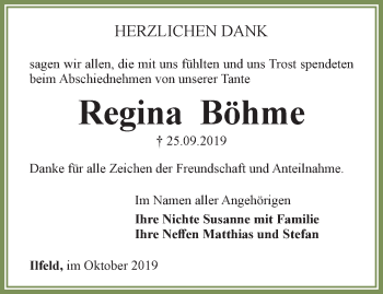 Traueranzeige von Regina Böhme von Thüringer Allgemeine