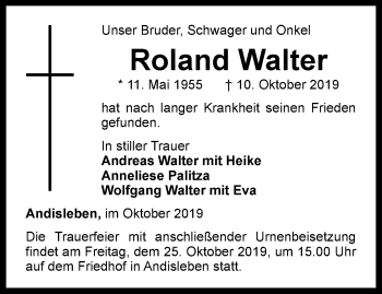 Traueranzeige von Roland Walter von Thüringer Allgemeine, Thüringische Landeszeitung