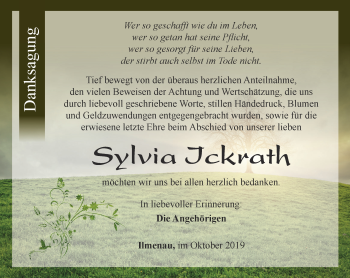 Traueranzeige von Sylvia Ickrath von Thüringer Allgemeine