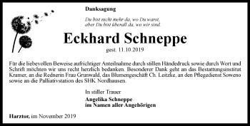 Traueranzeige von Eckhard Schneppe von Thüringer Allgemeine