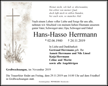 Traueranzeige von Hans-Hasso Herrmann von Thüringer Allgemeine