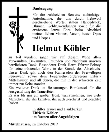 Traueranzeige von Helmut Köhler