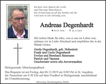 Traueranzeige von Andreas Degenhardt von Thüringer Allgemeine