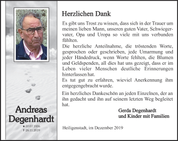 Traueranzeige von Andreas Degenhardt von Thüringer Allgemeine