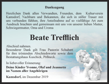 Traueranzeige von Beate Trefflich von Ostthüringer Zeitung