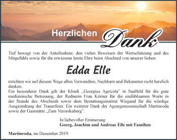 Traueranzeige von Edda Elle von Thüringer Allgemeine