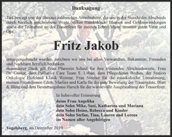 Traueranzeige von Fritz Jakob von Thüringer Allgemeine