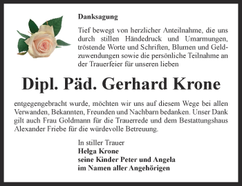 Traueranzeige von Gerhard Krone