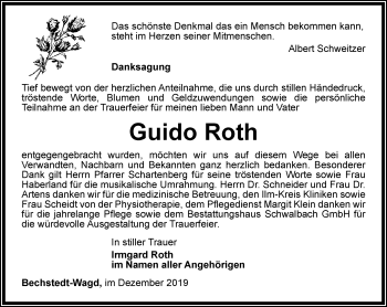 Traueranzeige von Guido Roth von Thüringer Allgemeine