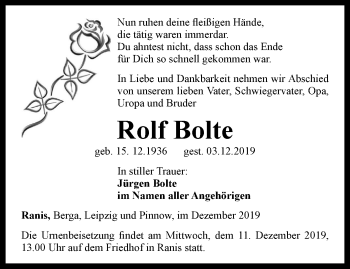 Traueranzeige von Rolf Bolte