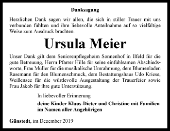 Traueranzeige von Ursula Meier von Thüringer Allgemeine