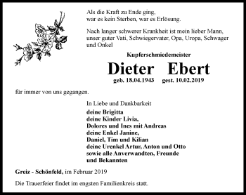 Traueranzeige von Dieter Ebert
