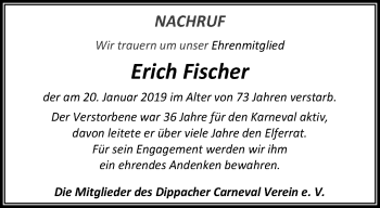 Traueranzeige von Erich Fischer von Thüringer Allgemeine, Thüringische Landeszeitung