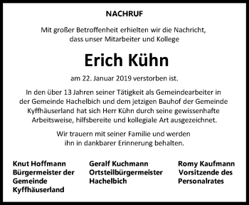 Traueranzeige von Erich Kühn von Thüringer Allgemeine