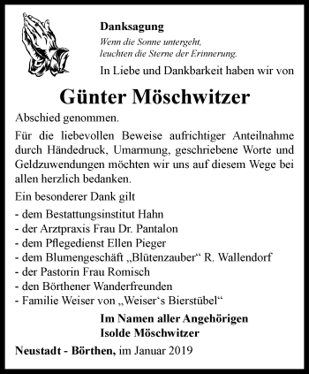 Traueranzeige von Günter Möschwitzer