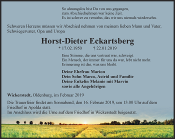 Traueranzeige von Horst-Dieter Eckartsberg von Thüringer Allgemeine, Thüringische Landeszeitung