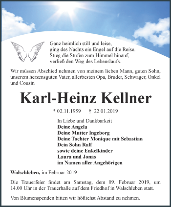 Traueranzeige von Karl-Heinz Kellner von Thüringer Allgemeine, Thüringische Landeszeitung