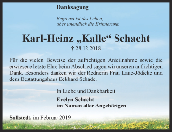 Traueranzeige von Karl-Heinz Schacht von Thüringer Allgemeine