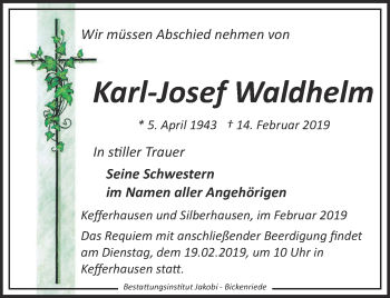 Traueranzeige von Karl-Josef Waldhelm von Thüringer Allgemeine