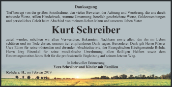 Traueranzeige von Kurt Schreiber von Thüringer Allgemeine, Thüringische Landeszeitung