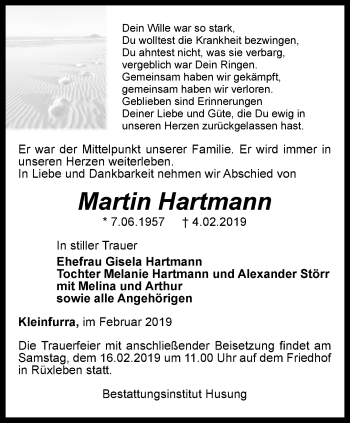 Traueranzeige von Martin Hartmann von Thüringer Allgemeine