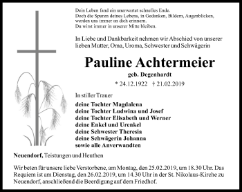 Traueranzeige von Pauline Achtermeier von Thüringer Allgemeine