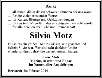 Traueranzeige von Silvio Motz von Thüringer Allgemeine, Thüringische Landeszeitung