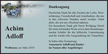 Traueranzeige von Achim Adloff von Thüringer Allgemeine