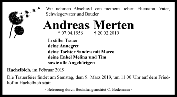 Traueranzeige von Andreas Merten von Thüringer Allgemeine