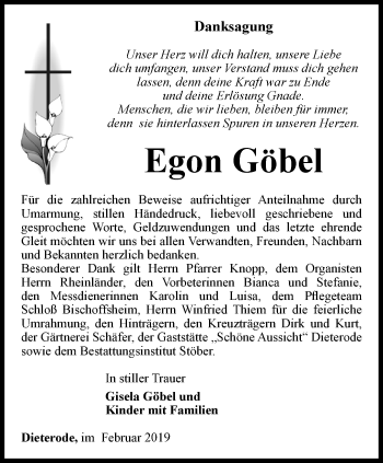 Traueranzeige von Egon Göbel von Thüringer Allgemeine