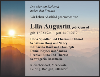 Traueranzeige von Ella Augustin von Ostthüringer Zeitung