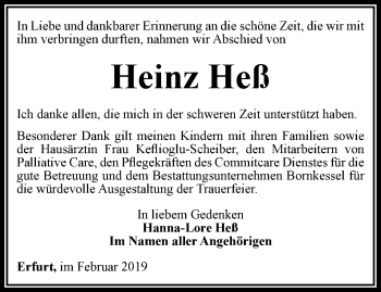 Traueranzeige von Heinz Heß