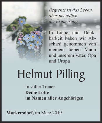 Traueranzeige von Helmut Pilling