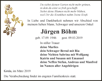 Traueranzeige von Jürgen Böhm