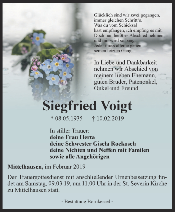 Traueranzeige von Siegfried Voigt