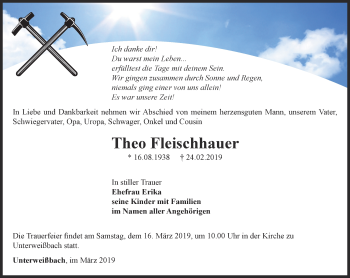 Traueranzeige von Theo Fleischhauer von Ostthüringer Zeitung