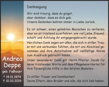 Traueranzeige von Andrea Deppe von Thüringer Allgemeine