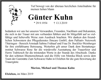 Traueranzeige von Günter Kuhn von Thüringer Allgemeine