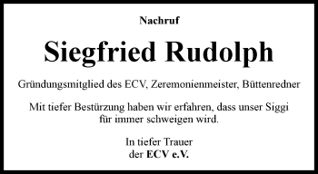 Traueranzeige von Siegfried Rudolph von Thüringer Allgemeine, Thüringische Landeszeitung