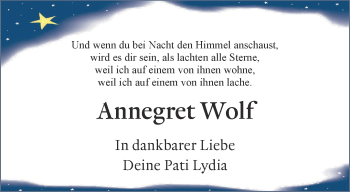 Traueranzeige von Annegret Wolf von Thüringer Allgemeine
