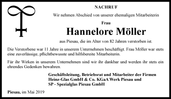 Traueranzeige von Hannelore Möller von Ostthüringer Zeitung