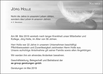 Traueranzeige von Jörg Holle von Thüringer Allgemeine, Thüringische Landeszeitung