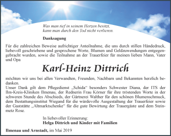 Traueranzeige von Karl-Heinz Dittrich von Thüringer Allgemeine