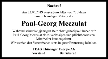 Traueranzeige von Paul-Georg Meczulat von Thüringer Allgemeine, Thüringische Landeszeitung