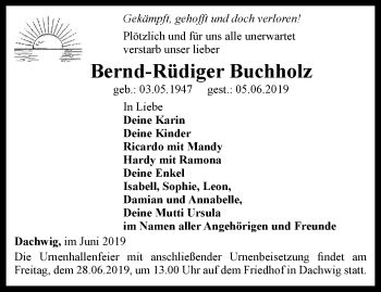 Traueranzeige von Bernd-Rüdiger Buchholz