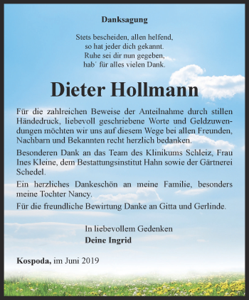 Traueranzeige von Dieter Hollmann